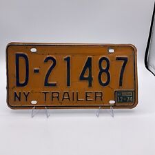 Vintage 1974 New York State Trailer License Plate D-21487 picture