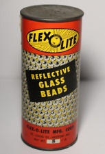 NEW 1950s VINTAGE FLEX-O-LITE REFLECTIVE GLASS BEADS TIN CAN ADVERTISING SIGNS picture