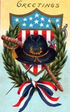 GAR Civil War Hat Grand Army Of The Republic Patriotic Greetings Postcard picture
