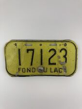 Vintage Fond Du Lac Wisconsin License Plate Yellow Black Bicycle Bike  S02 picture