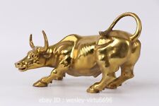 Chinese Copper Brass Handmade Feng Shui Wealth Cattle OX Bull Art Statue L32CM picture