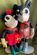 1930’s Mickey And Minnie Mouse Disney Doll Set Large Cloth Beautiful picture