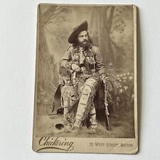 Antique Cabinet Card Photograph Sharp Shooter Cowboy Gun Saddle Leather Attire picture