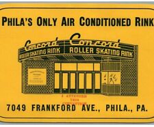 1950s Concord Roller Skating Rink Philadelphia PA Label Decal MCM Building 5775 picture