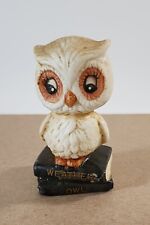 Vintage Weather Owl Ceramic Figurine On Books Taiwan 3.25” picture