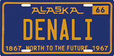 Denali Mount McKinley National Park & Preserve Alaska 1966 License Plate picture