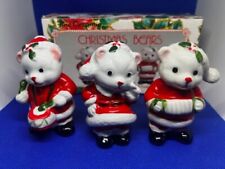 Fine Ceramic Christmas Bears Boxed set of 3 Figurines picture