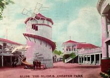 C.1900-07 The Slides Chester Park Cincinnati Ohio Amusement Park Postcard P109 picture