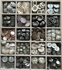 Large Variety of Vintage Shades of Gray Buttons, 20 Groups, 260 Total picture