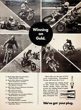 1973 DeCoster Roberts Mikkola Weil Champion Spark Plugs - Vintage Motorcycle Ad picture