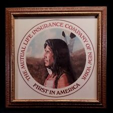 Vtg Mutual Life Insurance Company Of New York Advertising Sign W Native 18 x 18 picture