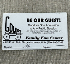 Golden Skate Family Fun Center Roller Skating Guest Ticket Card Vancouver WA USA picture