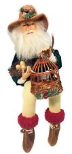 15” Elf Woodland Man Bird in Cage Shelf Sitter Figurine picture