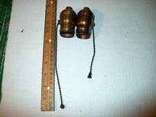 2 ANTIQUE HUBBELL PULL CHAIN SOCKETS-ONE IS A 1902 HARVEY HUBBELL-NICE PATINA picture