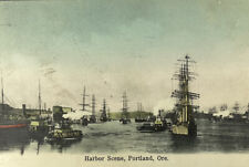 c.1909 Harbor Scene Portland, Oregon Antique Postcard - Ships Tugboat Vessels picture