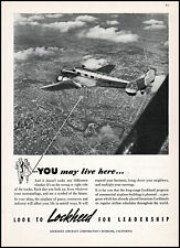 1940 Lockheed Aircraft flight over American city vintage photo print ad S28 picture