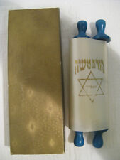Mini Torah Scroll Jewish Collectible Toy Bible Replica Rare Blue Lettering picture