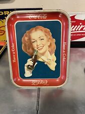 1st Edition Coca-Cola tray 1940's Girl with Red Hair. Solid Background picture