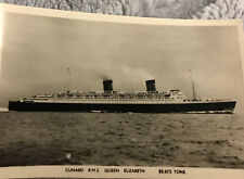 RMS Queen Elizabeth RPPC Cunard Line Steam Boat Photo picture
