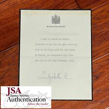 QUEEN ELIZABETH II * JSA * Autograph Letter DEATH OF HER FATHER Signed picture
