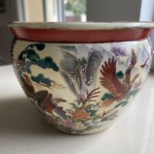 VTG Chinese Porcelain Koi Fish Bowl  Planter ~ Rare Eagle Design 6.5” picture