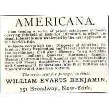 William Evarts Benjamin Americana NY c1890 Victorian Ad AE8-CH9 picture