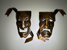 Vintage Copper Masks of Comedy and Tragedy Theater Wall Decor Art Drama picture