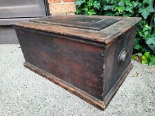 Antique Wood Carpenter's Chest w Tray Tool Box Storage Trunk Farmhouse Handmade picture