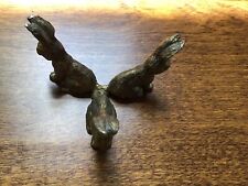 Vintage Pewter Rabbit Trio Figurines 1.25” Tall Egg Holder Display picture