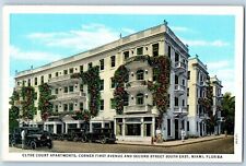 Miami Florida Postcard Clyde Court Apartments Corner First Avenue Street c1940 picture