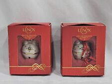 Lenox Just Jingles Porcelain Bow Bell Christmas Ornament Set Of 2 picture