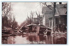 c1930's Flood at Peru Indiana IN The Free Sewing Advertising Postcard picture