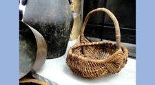 antique OLD ANTIQUE BUTTOCKS gathering BASKET w BENTWOOD tree branch HANDLE picture