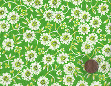 Vtg Fabric Lime Black & White Floral on Deep Green Great for Quilt or Doll House picture