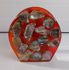 Vintage Colorflo Lucite & Abalone Napkin or Letter Holder *Rare HTF Red Color* picture