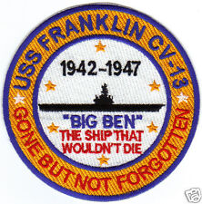 US NAVY SHIP PATCH,  USS FRANKLIN, CV-13, BIG BEN, GONE BUT NOT FORGOTTEN      Y picture