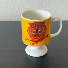 MCM Orange Owl Pedestal Mug ~ Vintage 1960s Porcelain Japan picture