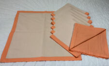 Eight X Large Dinner Napkins, Cotton, Peach, Orange, Lined picture