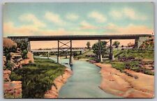 Postcard Two Bridges On Pecos Santa Rosa NM New Mexico Linen UNP VTG Curteich picture