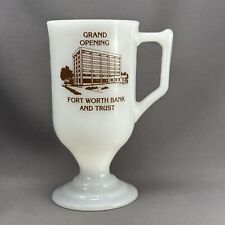 Vintage Fort Worth, Texas TX Bank and Trust Irish Coffee Milk Glass Pedestal Mug picture