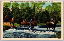 Vtg Saratoga Springs New York Spa Bridle Path Geyser Creek Horse Trail Postcard picture