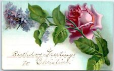 Postcard - Flowers Embossed Print - Birthday Greetings picture