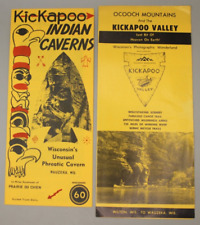 2 Vintage Wisconsin Kickapoo Indian Caverns Travel Brochures picture