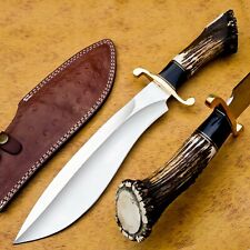 SPECIAL HANDMADE D2 TOOL 6MM BLADE TRACKER/HUNTING/BOWIE KNIFE HANDLE STAG CROWN picture
