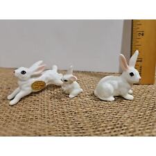 3 Vintage HiStyle Japan Bone China Bunny rabbit Leaping Hopping Figurine Mini picture