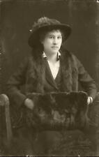 Women ~ hat and fur muff ~ portrait by JE Rainey St Louis Missouri RPPC 1904-18 picture