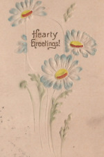 Hearty Greetings Floral Bright Embossed Divided Back Vintage Post Card picture