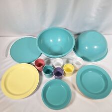 Vintage Mid Century Ingrid Chicago Party Ball Picnic Camping Set of 6 Teal Green picture