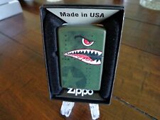 NOSE ART WWII AIRPLANE ANGRY SHARK FACE ZIPPO LIGHTER MINT IN BOX picture