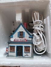 Rare Lemax Plymouth Corners BARBER SHOP 1996 Porcelain Lighted House Cord picture